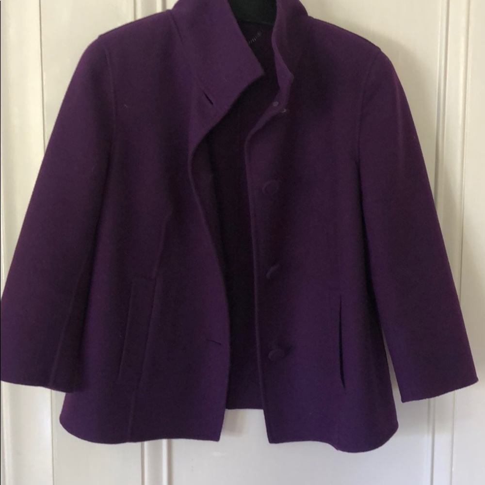 Purple Blazer with Stitching Detail